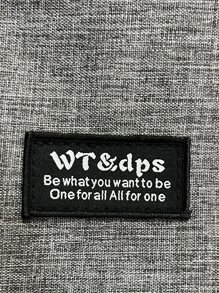 Men Letter Patch Decor Duffel Bag - Grey - View 5