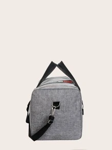 Men Letter Patch Decor Duffel Bag - Grey - View 7