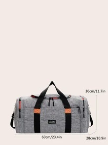 Men Letter Patch Decor Duffel Bag - Grey - View 8