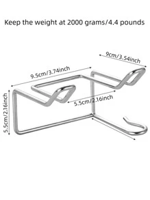 1pc Wall Mounted Hair Dryer Holder - Silver - View 2