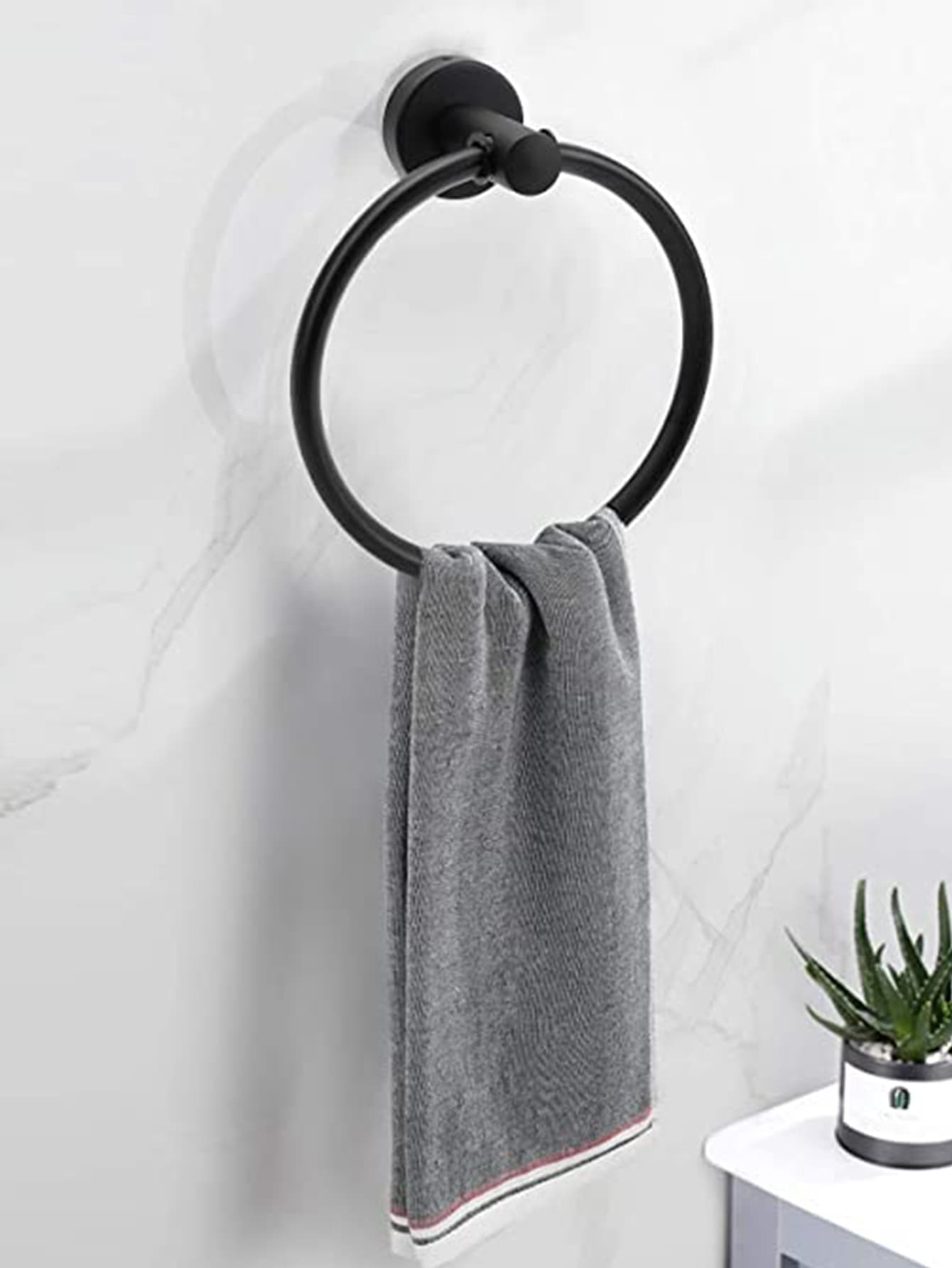 1 Treo Tường Thanh Treo Khăn Bằng Thép Không Gỉ, Màu Đen Tối Giản Giá Treo Khăn Cho Phòng Tắm - màu đen - Xem 1