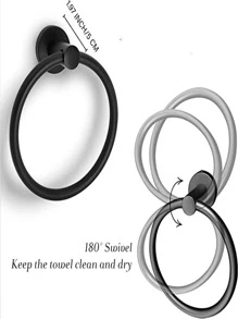 1入組不銹鋼毛巾環浴用極簡主義銀色毛巾桿 - 銀色 - 查看 4