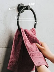 1 Treo Tường Thanh Treo Khăn Bằng Thép Không Gỉ, Màu Đen Tối Giản Giá Treo Khăn Cho Phòng Tắm - màu đen - Xem 5