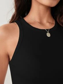 SHEIN BIZwear Solid Rib-knit Crop Tank Top Workwear - Black - View 5