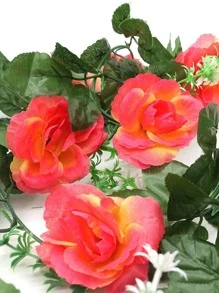 1pc Reusable Plastic Artificial Rose Flower Vine,Boho Colorblock Artificial Flower Garland For Wedding Valentine's Day Home Party Garden Craft Art Decor - Multicolor - View 2
