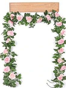 1pc Reusable Plastic Artificial Rose Flower Vine,Boho Colorblock Artificial Flower Garland For Wedding Valentine's Day Home Party Garden Craft Art Decor - Multicolor - View 3