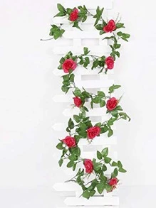 1pc Reusable Plastic Artificial Rose Flower Vine,Boho Colorblock Artificial Flower Garland For Wedding Valentine's Day Home Party Garden Craft Art Decor - Multicolor - View 4