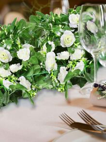 1pc Reusable Plastic Artificial Rose Flower Vine,Boho Colorblock Artificial Flower Garland For Wedding Valentine's Day Home Party Garden Craft Art Decor - Multicolor - View 5