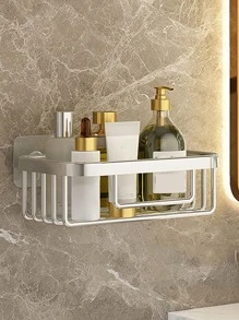 1入組免打孔多功能鋁製浴室儲物架經典擱架儲物單元洗衣房 - 黑色 - 查看 4