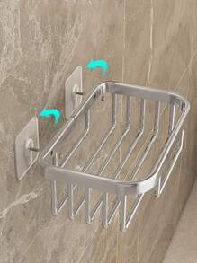 1入組免打孔多功能鋁製浴室儲物架經典擱架儲物單元洗衣房 - 黑色 - 查看 8