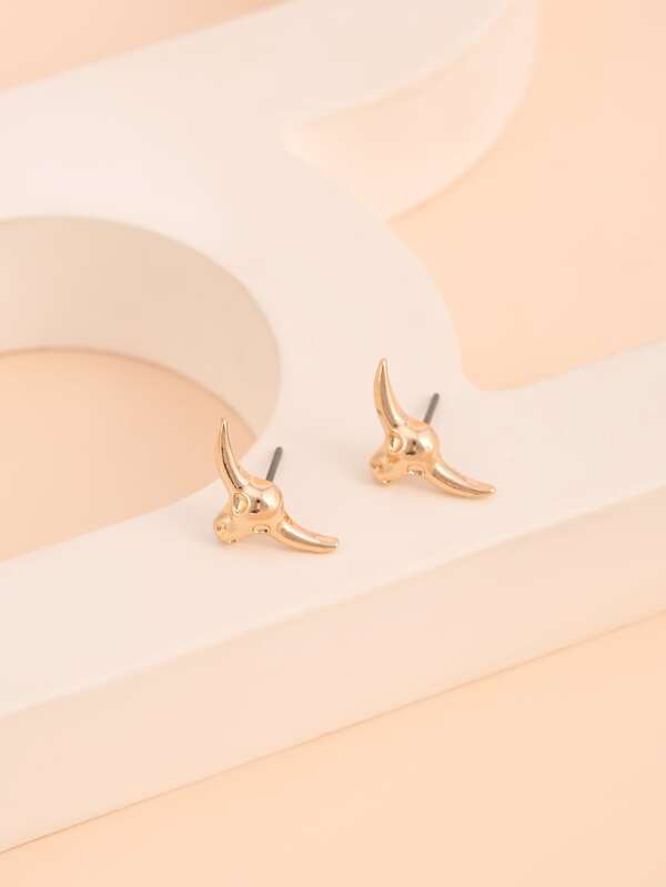 2pcs Cattle Head Stud Earrings