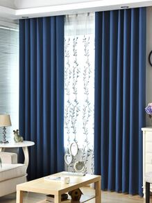 Plain Single Panel Blackout Curtain - Blue - View 1