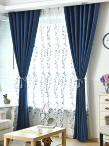 Plain Single Panel Blackout Curtain - Blue - View 2