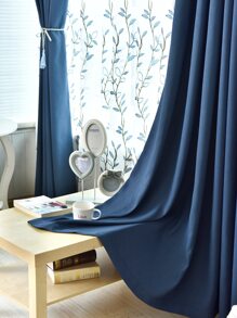 Plain Single Panel Blackout Curtain - Blue - View 4