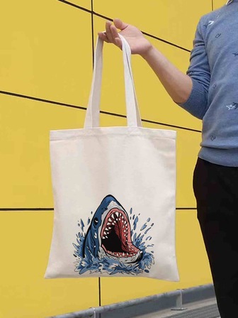 Bolso de compras con diseño de tiburón para hombre, bolso de playa, bolso de compras, bolso reutilizable, bolso de lona, bolso escolar para viajes, universidad, escuela