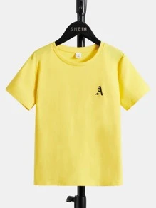 SHEIN Boys Letter Graphic Tee - Yellow - View 1