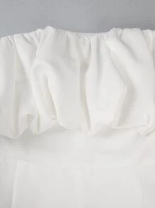 SHEIN Unity Off Shoulder Ruffle Chất rắn Áo liền quần - trắng - Xem 9