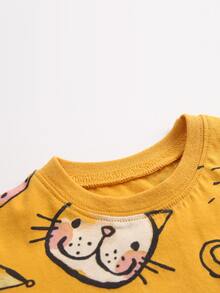 2 Cái/bộ Bé Gái Hình Thú Dễ Thương In Hình Hoạt Hình Áo Tay Ngắn Và Quần Short Tam Giác Bộ Cho Mùa Hè - Nhiều màu - Xem 6