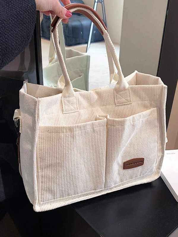 Letter Patch Decor Shopper Bag SHEIN