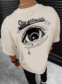 Manfinity EMRG Men Eye & Letter Graphic Tee - Beige - View 1