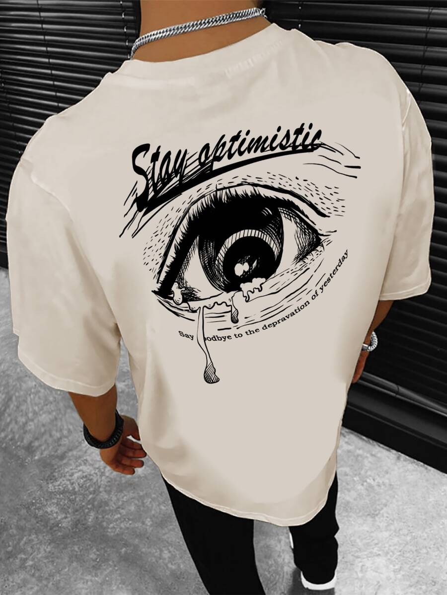 Manfinity EMRG Men Eye & Letter Graphic Tee - Beige - View 1