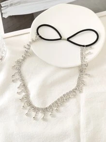 Banda de pelo con diseño de diamante de imitación - Plateado - Ver 1