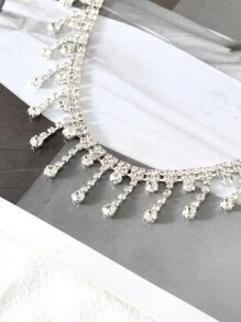 Banda de pelo con diseño de diamante de imitación - Plateado - Ver 4