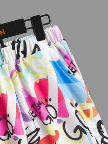 SHEIN 男孩字母圖案T恤和短褲