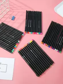 12 piezas Pluma de gel de color mixto - Negro - Ver 1
