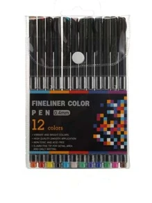 12 piezas Pluma de gel de color mixto - Negro - Ver 3