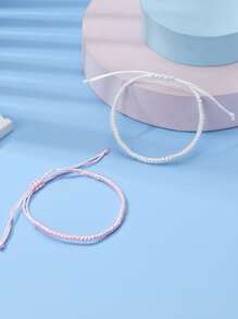 Bộ 2 vòng tay bện may mắn cho cặp đôi/tình bạn Bộ dây thừng may mắn kết hợp hàng ngày Quà tặng cho bạn bè/cặp đôi - Nhiều màu - Xem 6