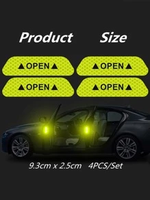 4入組反光汽車貼紙 - 綠色 - 查看 4