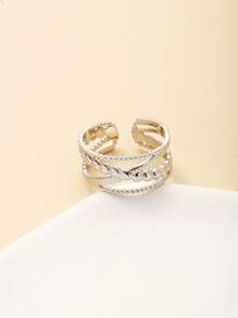 Hollow Out Cuff Ring - Silver - View 1