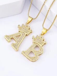 chiếc Vương Miện Đính Đá Cubic Zirconia & Vòng Cổ Chữ Cái - Vàng - Xem 9