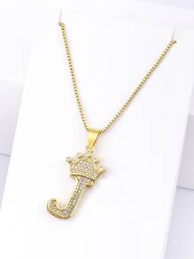 chiếc Vương Miện Đính Đá Cubic Zirconia & Vòng Cổ Chữ Cái - Vàng - Xem 4