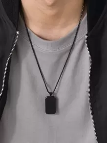 Vòng cổ quyến rũ thời trang và phổ biến dành cho nam giới hình chữ nhật bằng thép không gỉ để làm quà tặng trang sức và cho vẻ ngoài sành điệu - màu đen - Xem 1