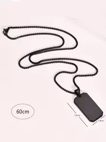Vòng cổ quyến rũ thời trang và phổ biến dành cho nam giới hình chữ nhật bằng thép không gỉ để làm quà tặng trang sức và cho vẻ ngoài sành điệu - màu đen - Xem 3