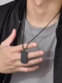 Vòng cổ quyến rũ thời trang và phổ biến dành cho nam giới hình chữ nhật bằng thép không gỉ để làm quà tặng trang sức và cho vẻ ngoài sành điệu - màu đen - Xem 4