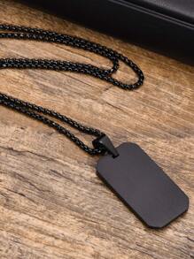 Vòng cổ quyến rũ thời trang và phổ biến dành cho nam giới hình chữ nhật bằng thép không gỉ để làm quà tặng trang sức và cho vẻ ngoài sành điệu - màu đen - Xem 5