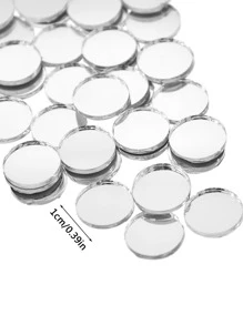 50 piezas Pegatina de pared de espejo redondo - Plateado - Ver 2