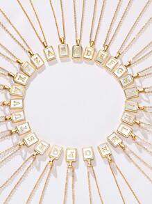 1入組字母細節矩形吊墜項鏈