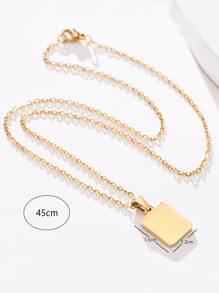 1入組字母細節矩形吊墜項鏈