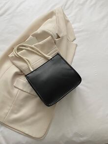 Embossed Detail Square Bag - Black - View 8