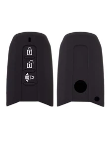 1pc Silicone Car Key Case Compatible With SsangYong Motor - Black - View 1