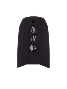 1pc Silicone Car Key Case Compatible With SsangYong Motor - Black - View 2