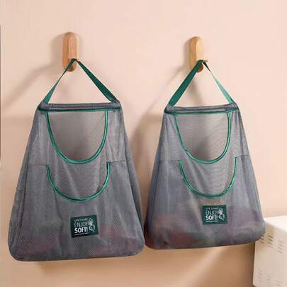 1入組字母貼飾懸掛網紗收納袋