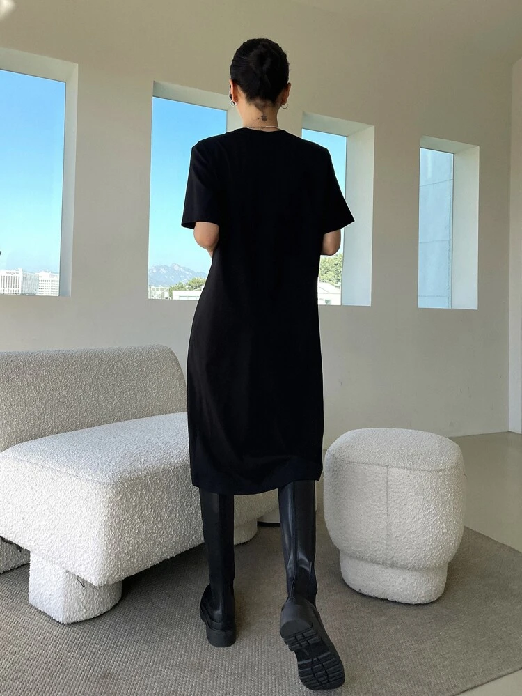 Solid Split Thigh Longline Tee