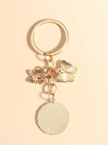 优雅的金属钥匙扣和风铃草形吊坠和花卉和心形和水晶装饰，适合女孩的包包配饰情人节情人节礼物纪念品汽车配件包魅力学校可爱哥特 Y2k 圣诞节 - 彩色 - 查看 2