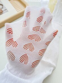 Niñitas Medias con patrón de corazón - Blanco - Ver 6