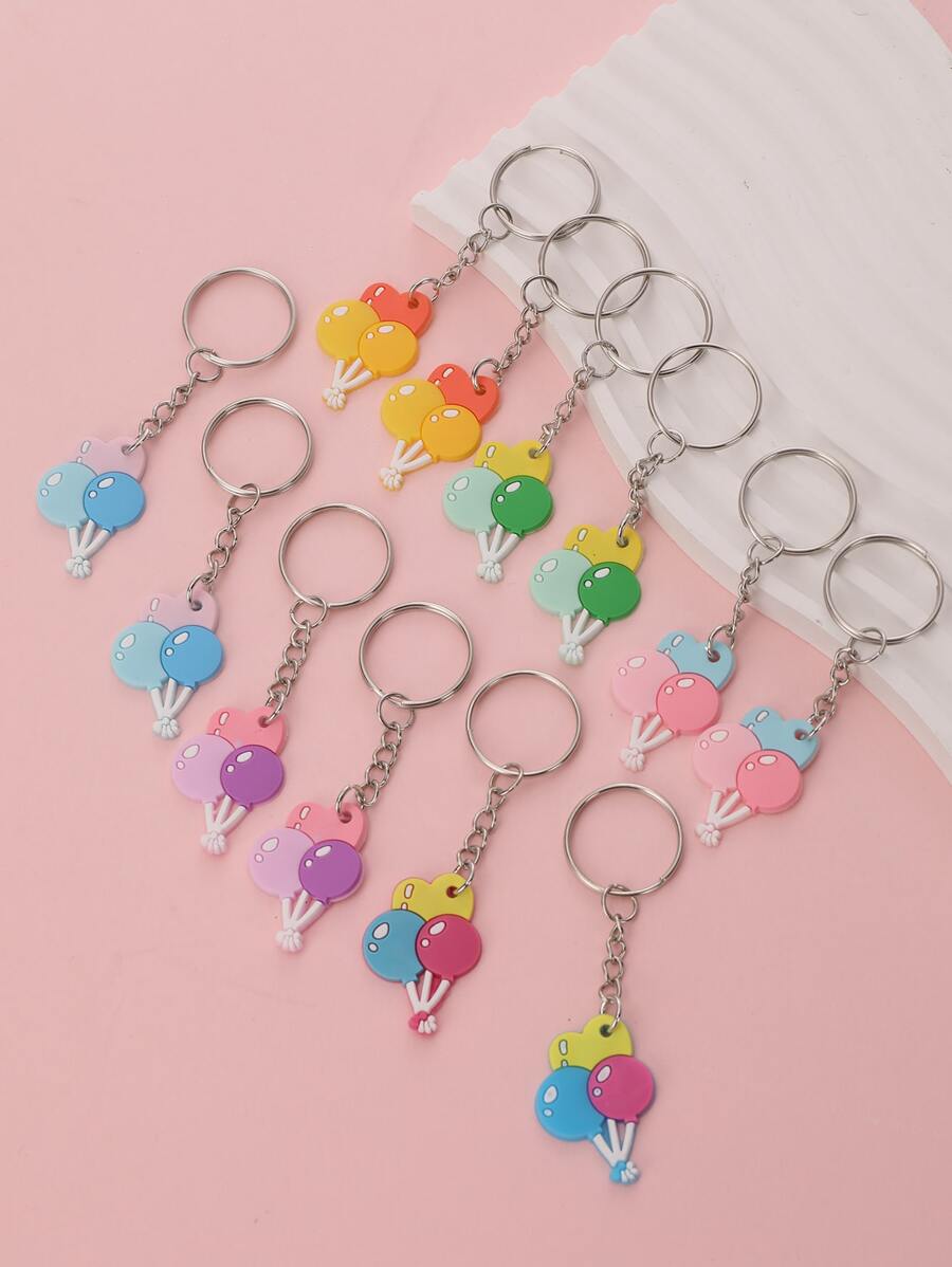 12入組小氣球吊墜鑰匙圈 - 彩色 - 查看 1